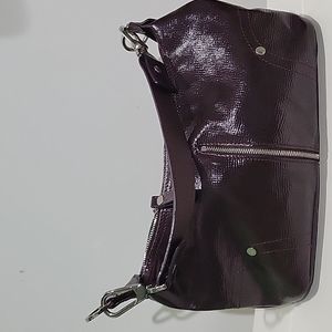 Longchamp shoulder bag vernis shiny patent leather burgundy color